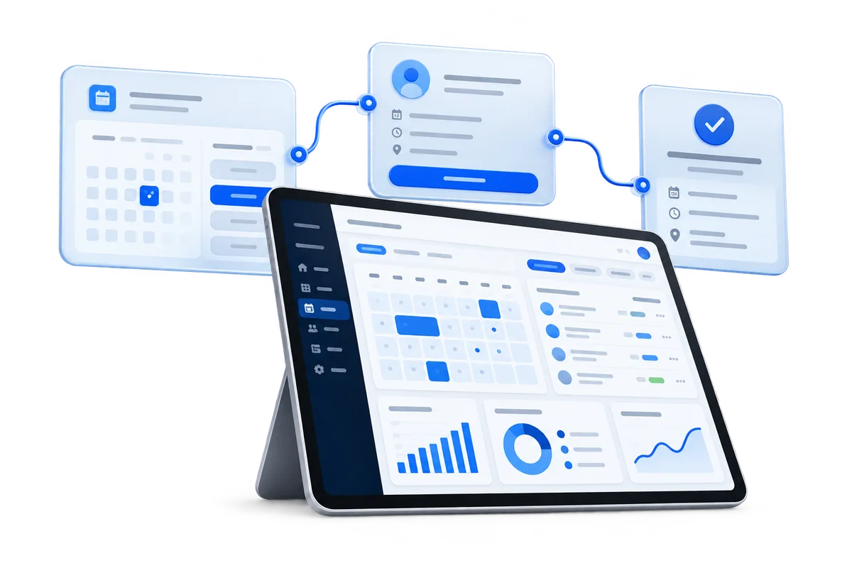 Conceptual dashboard illustrating connected business information