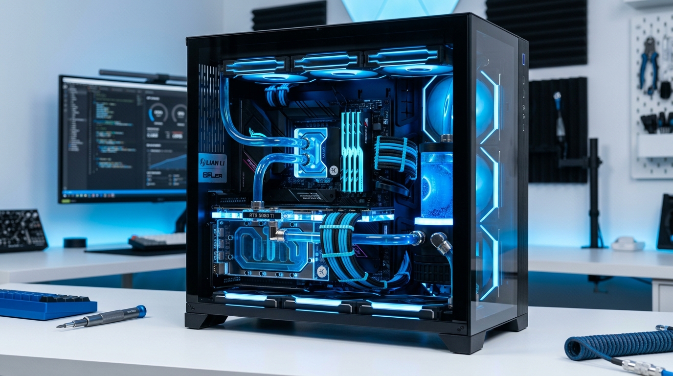 Custom desktop PC with coordinated cooling and components