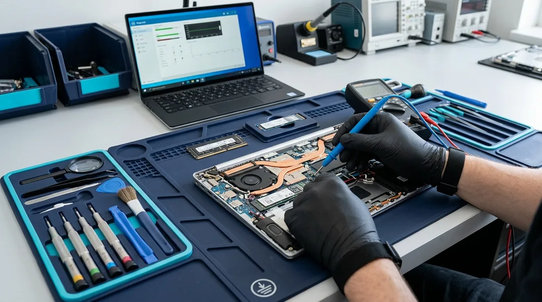 Laptop diagnosis and repair workspace